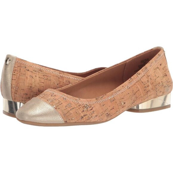 Anne Klein Womens Cork LeatherClosed Pointed ToePull-On Carlie Ballet Flat - Picture 7 of 7